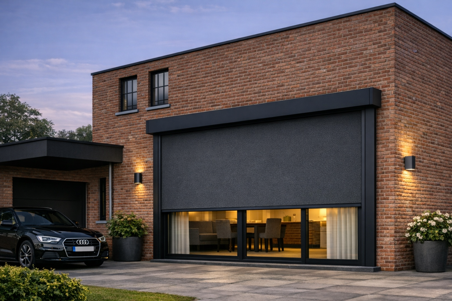 Handbediend Screen 2m x 3m - RAL 7016 Antraciet met 5% doorzichtig antraciet doek
