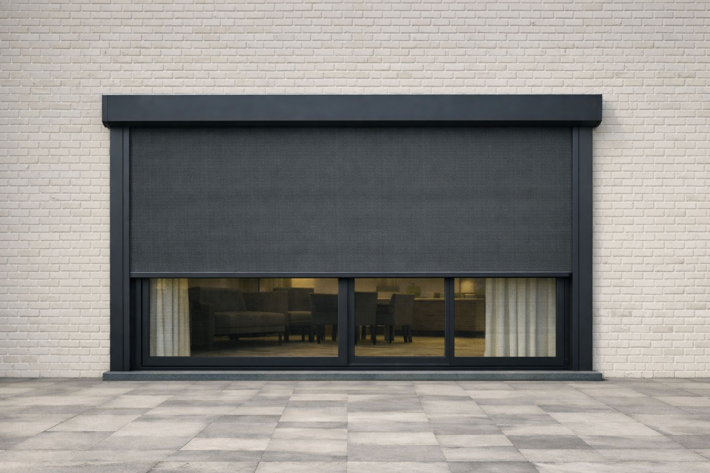 Elektrisch Bediend Screen 2.5m x 1.25m - Somfy Motor Kabeluitgang Rechts - RAL 7016 Antraciet met verduisterende antraciet doek
