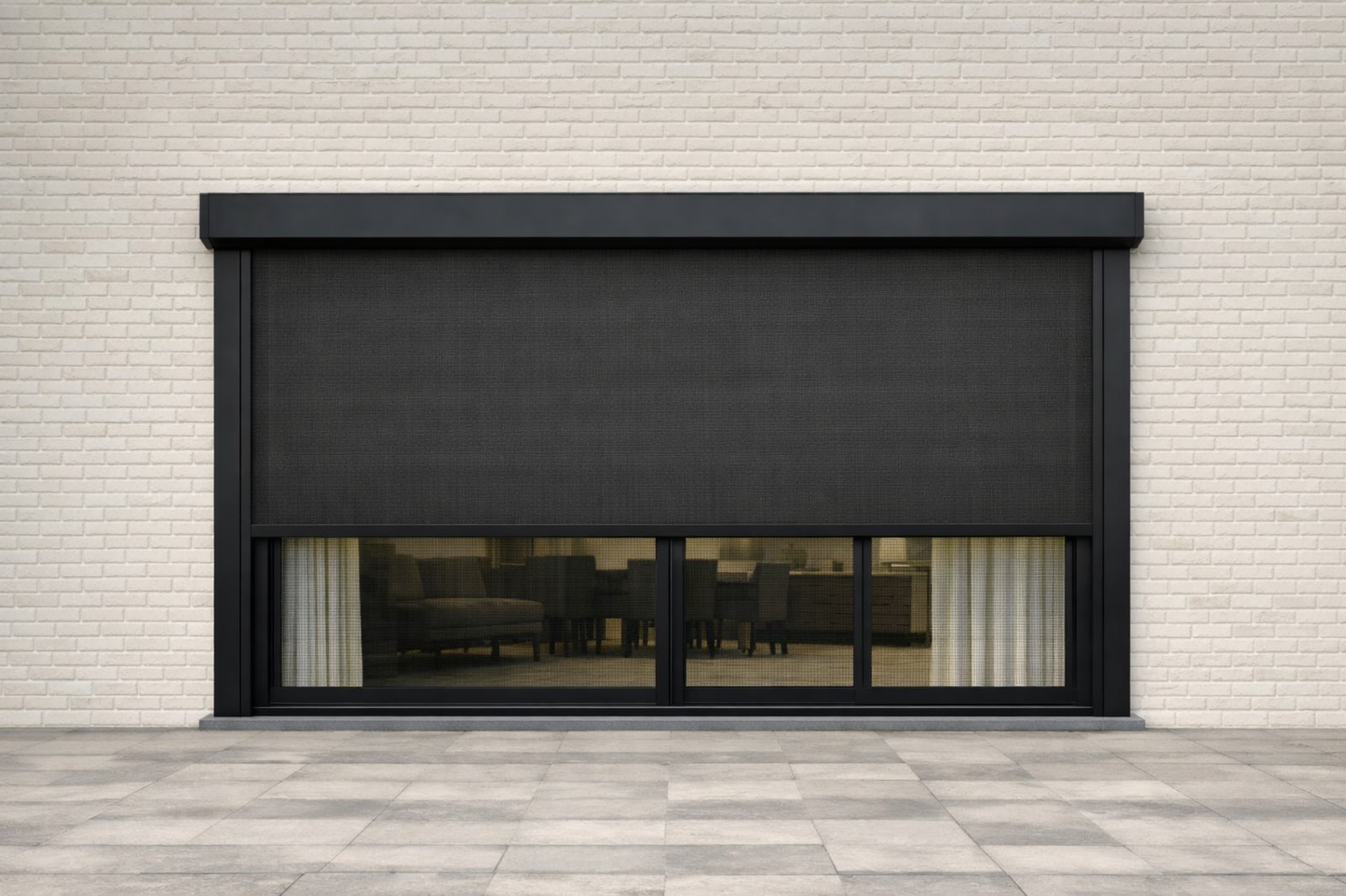 Handbediend Screen 2m x 2m - RAL 9017 Zwart met 5% doorzichtig zwart doek